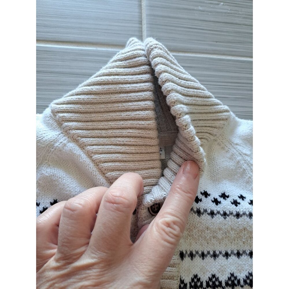 Janie & Jack Baby Cardigan Shawl Sweater 12-18 Mo Beige Nordic Cotton Blend - Picture 5 of 10